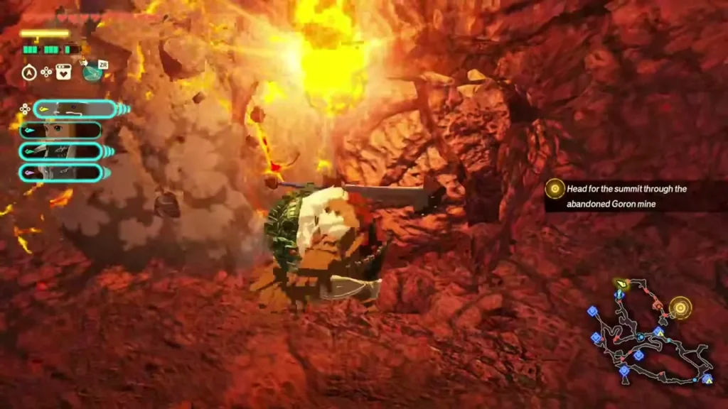 Agraston smashes the lava rocks that block the cave entrance