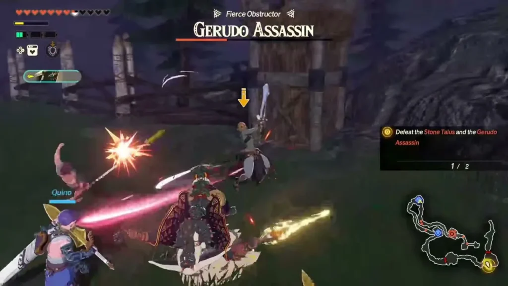 Rauru and Quino attack the second Gerudo Assassin with one of two defeated