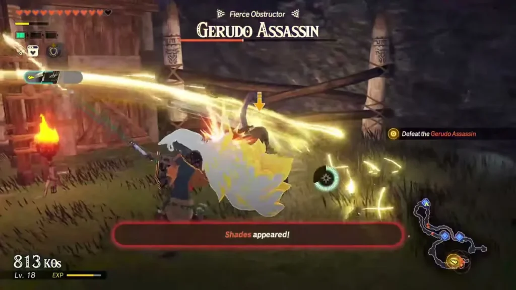 The Shades appeared banner shows as Rauru fights the Gerudo Assassin