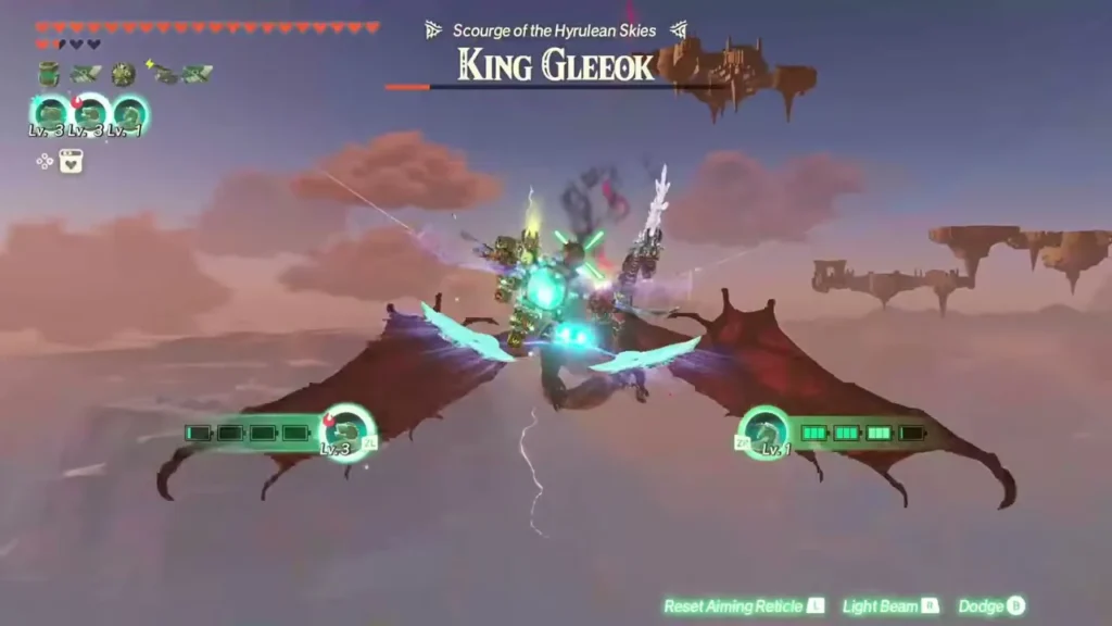 The Knight Construct dives at King Gleeok's wings as the fight nears its end The Knight Construct dives at King Gleeok's wings as the fight nears its end