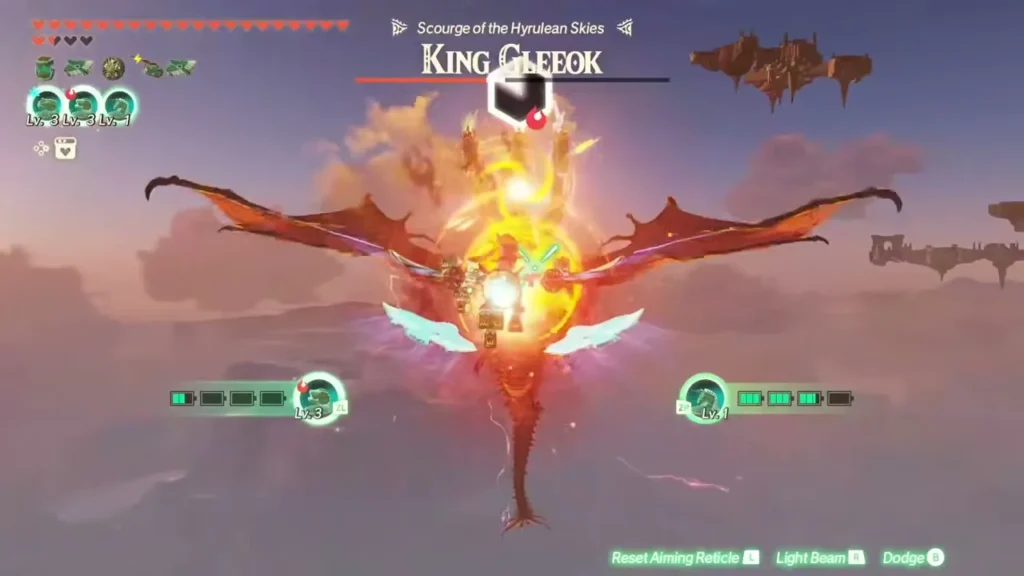 The Knight Construct smashes into King Gleeok in a burst of fire The Knight Construct smashes into King Gleeok in a burst of fire