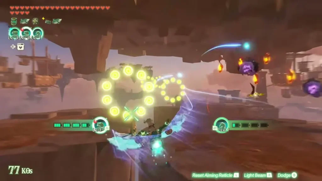 The Knight Construct swoops towards circles of glowing yellow rings The Knight Construct swoops towards circles of glowing yellow rings