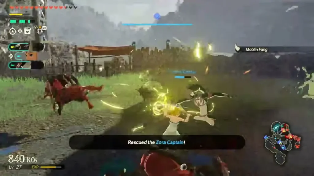 A message confirms that a Zora Captain has been rescued A message confirms that a Zora Captain has been rescued