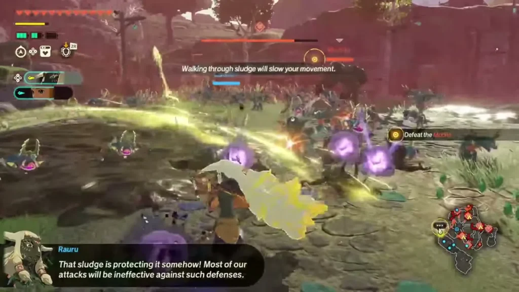 Rauru warns that sludge protects a Moblin from most attacks Rauru warns that sludge protects a Moblin from most attacks