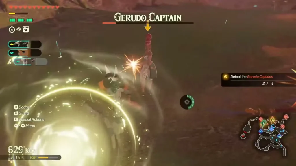A Gerudo Captain is attacked with the objective counter at 2/4 A Gerudo Captain is attacked with the objective counter at 2/4