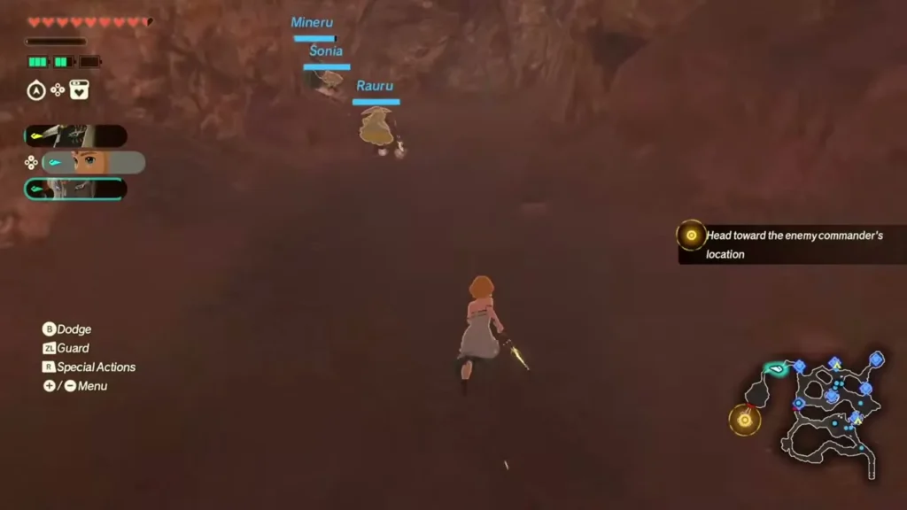 The party crosses the canyon toward the enemy commander's location The party crosses the canyon toward the enemy commander's location
