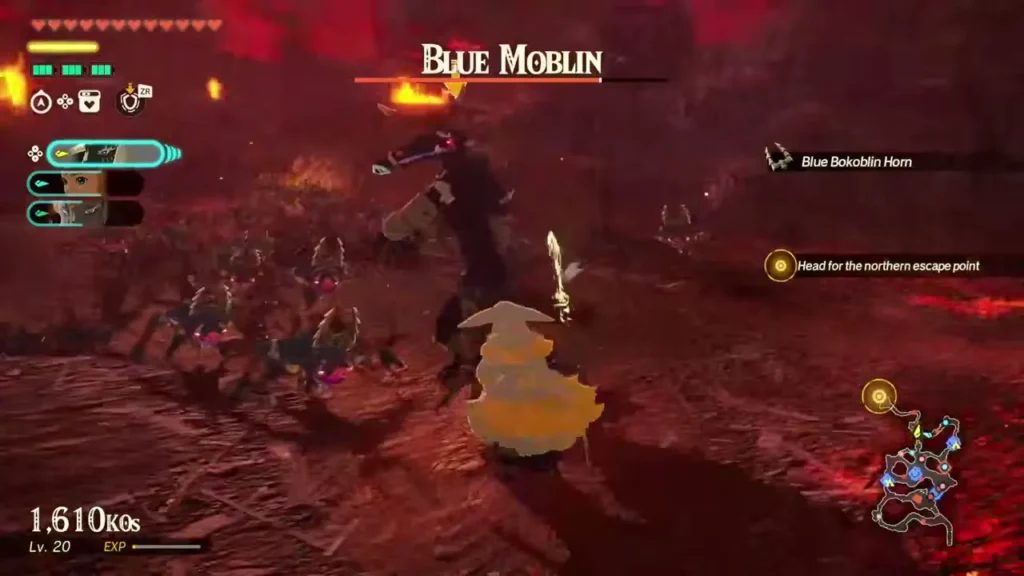 A Blue Moblin blocks the path as Zelda heads for the northern escape point A Blue Moblin blocks the path as Zelda heads for the northern escape point