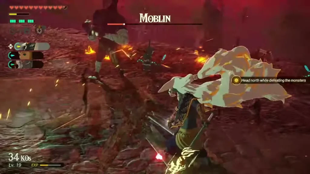 Zelda battles a Moblin on the route north Zelda battles a Moblin on the route north
