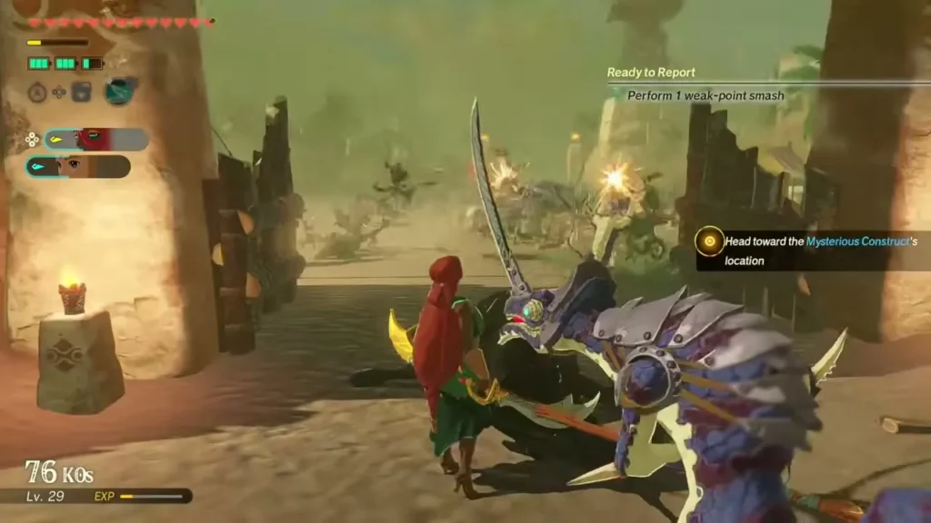 Ardi squares off against a Lizalfos in the desert Ardi squares off against a Lizalfos in the desert