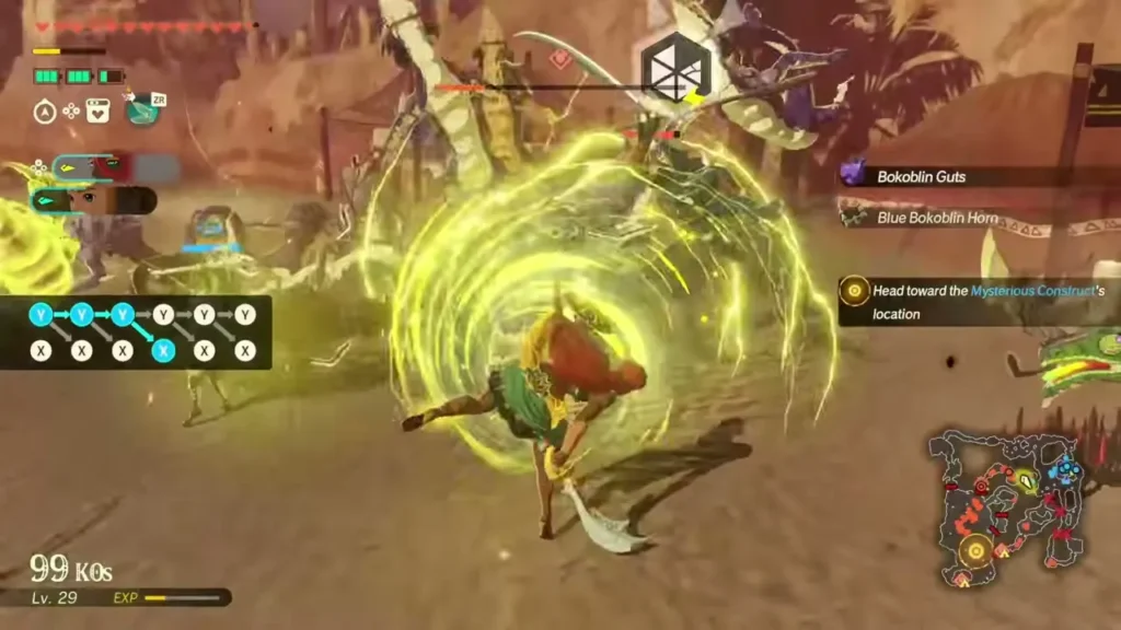 Ardi spins a ring of lightning through enemies in the Gerudo Desert Ardi spins a ring of lightning through enemies in the Gerudo Desert