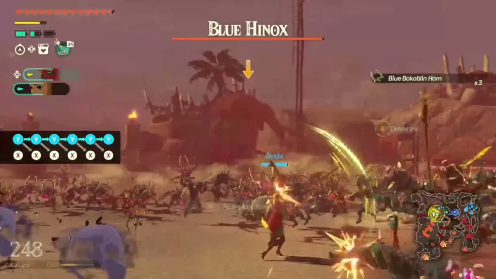 A Blue Hinox looms over a horde of monsters at the western outpost A Blue Hinox looms over a horde of monsters at the western outpost