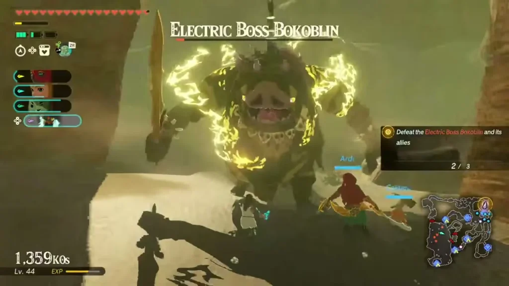 The Electric Boss Bokoblin crackles with lightning in the desert The Electric Boss Bokoblin crackles with lightning in the desert