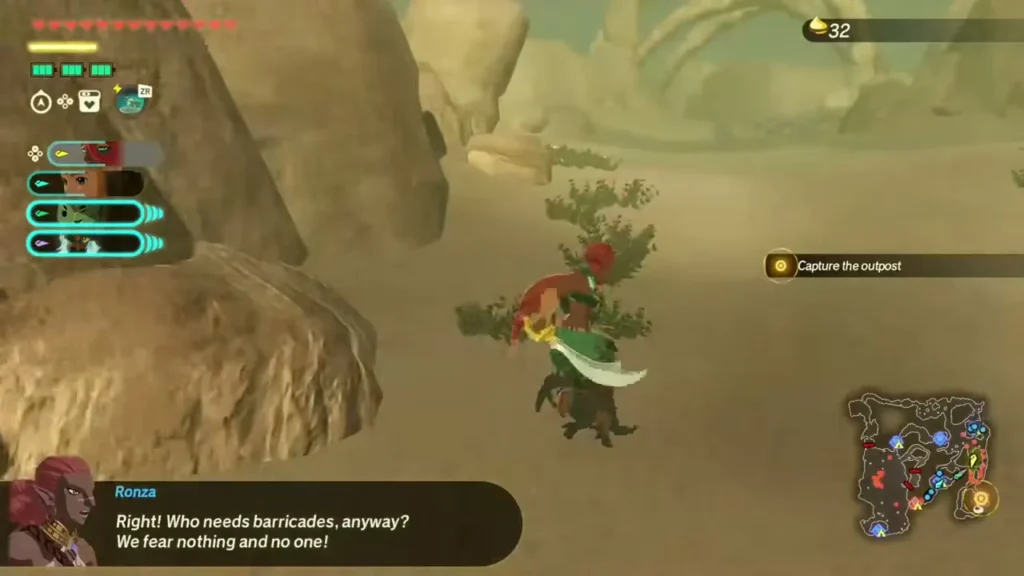 Ardi runs past the Korok bush as the seed counter reaches 32 Ardi runs past the Korok bush as the seed counter reaches 32