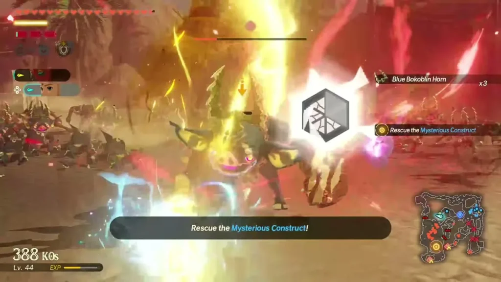The Rescue the Mysterious Construct banner appears mid-battle The Rescue the Mysterious Construct banner appears mid-battle