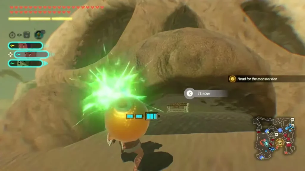 A Time Bomb is readied to blast the skull-shaped rock A Time Bomb is readied to blast the skull-shaped rock