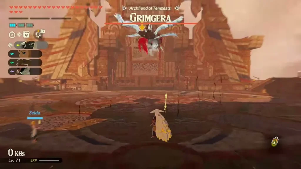Grimgera hovers over the ground in front of Hyrule Castle's gate