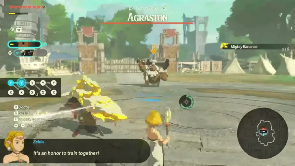 Mighty Bananas x10 appears as the Agraston fight begins Mighty Bananas x10 appears as the Agraston fight begins