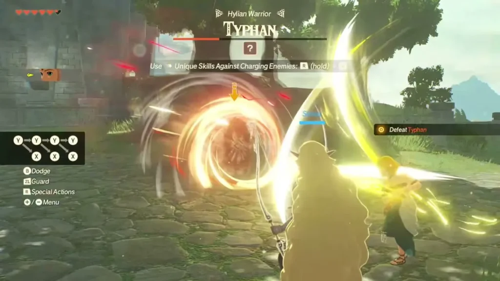 Zelda counters Typhan's charge with a sweeping golden Unique Skill Zelda counters Typhan's charge with a sweeping golden Unique Skill