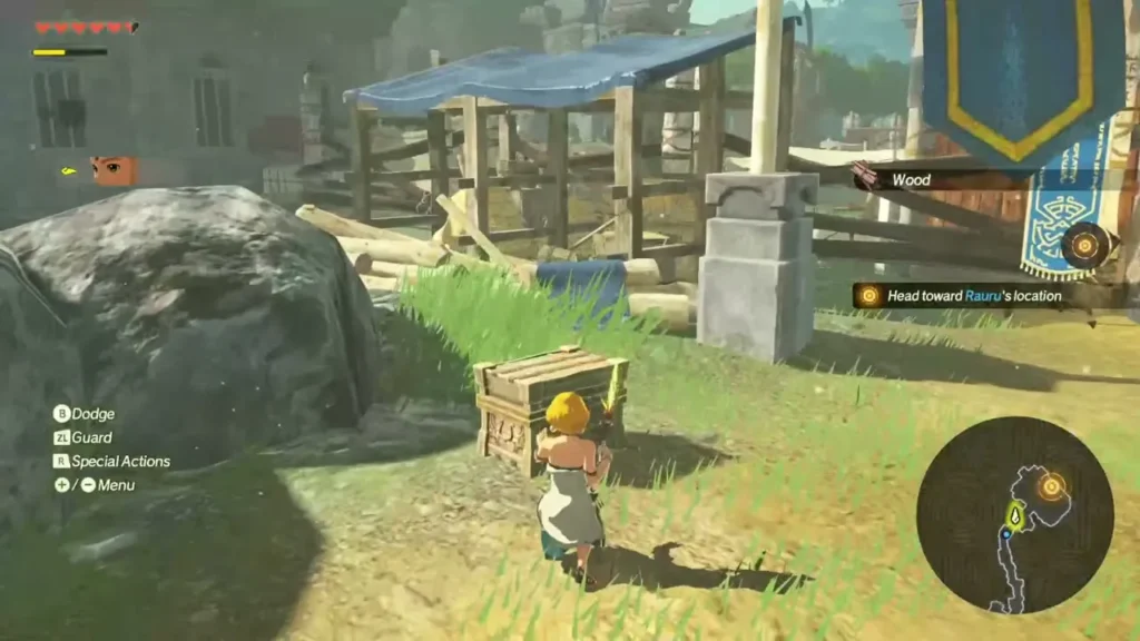 Zelda picks up Wood from a crate beside the road Zelda picks up Wood from a crate beside the road