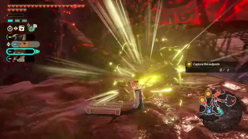 Zelda opens a chest in a burst of light on the path Zelda opens a chest in a burst of light on the path