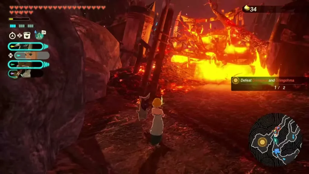 The Korok Seed counter rises beside the burning wreckage The Korok Seed counter rises beside the burning wreckage
