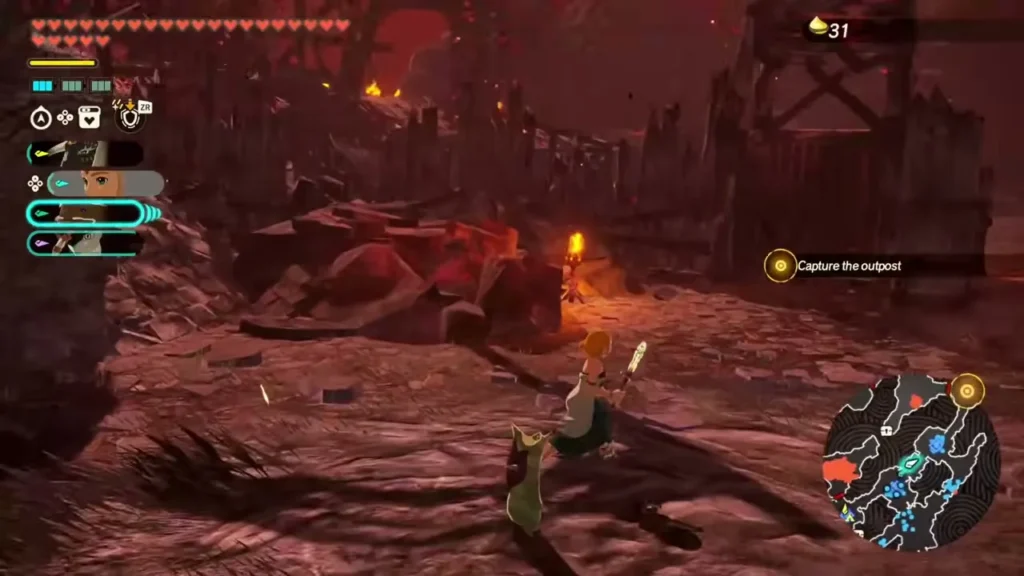 The Korok Seed counter rises to 31 as Zelda carries on toward the outpost The Korok Seed counter rises to 31 as Zelda carries on toward the outpost