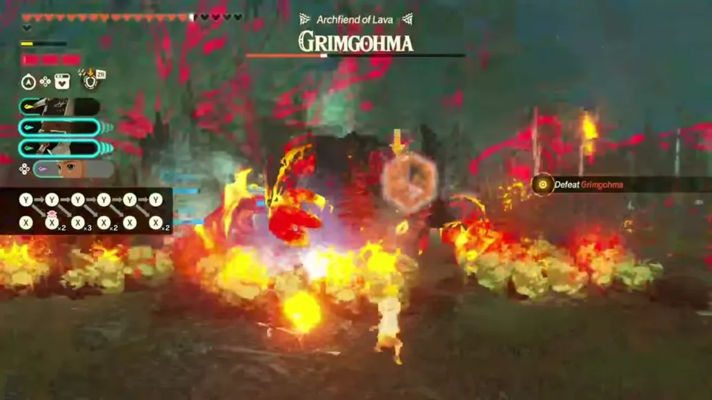 Explosions burst across the arena around Grimgohma Explosions burst across the arena around Grimgohma