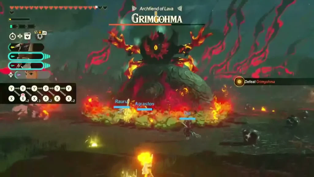 Grimgohma rises amid flames while Rauru and Agraston close in Grimgohma rises amid flames while Rauru and Agraston close in