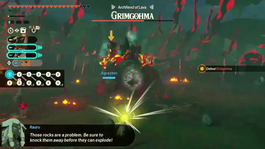 Rauru warns about Grimgohma's rocks as they must be knocked away before exploding Rauru warns about Grimgohma's rocks as they must be knocked away before exploding