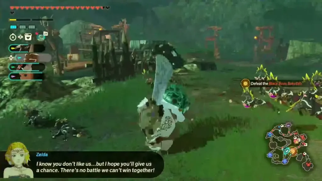 Zelda speaks to the Goron captain after joining the fight Zelda speaks to the Goron captain after joining the fight