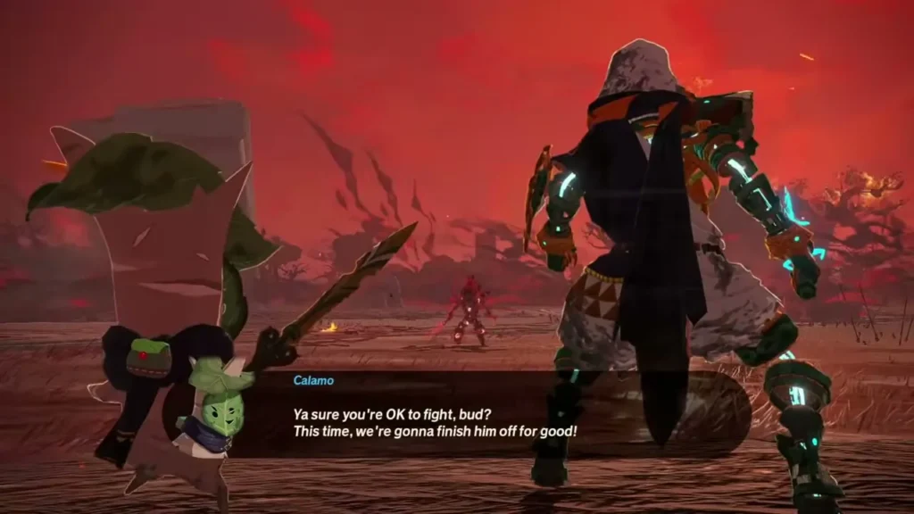 Calamo tells the hero they will finish the Forbidden Construct for good Calamo tells the hero they will finish the Forbidden Construct for good