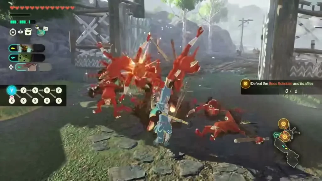 Cadlan thrusts the Zora Spear into a pack of red Bokoblins Cadlan thrusts the Zora Spear into a pack of red Bokoblins