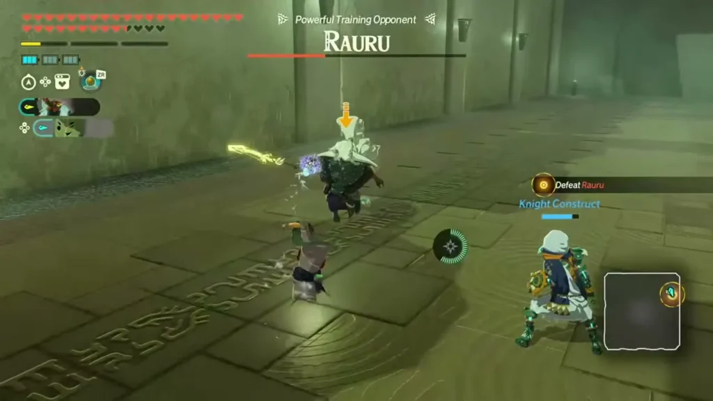 The Knight Construct duels Rauru in the training hall The Knight Construct duels Rauru in the training hall