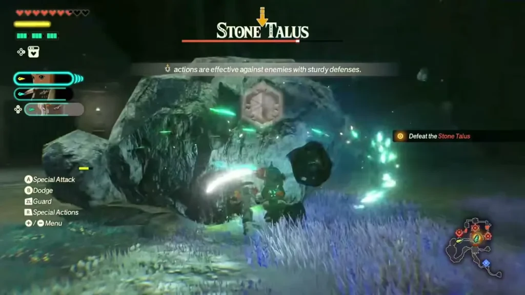 Mineru fights the Stone Talus with her Royal Mace Mineru fights the Stone Talus with her Royal Mace