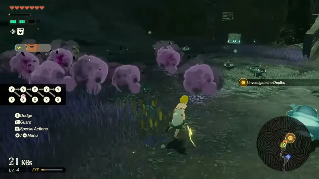Zelda fights a pack of pink monsters with the Blade of Light Zelda fights a pack of pink monsters with the Blade of Light