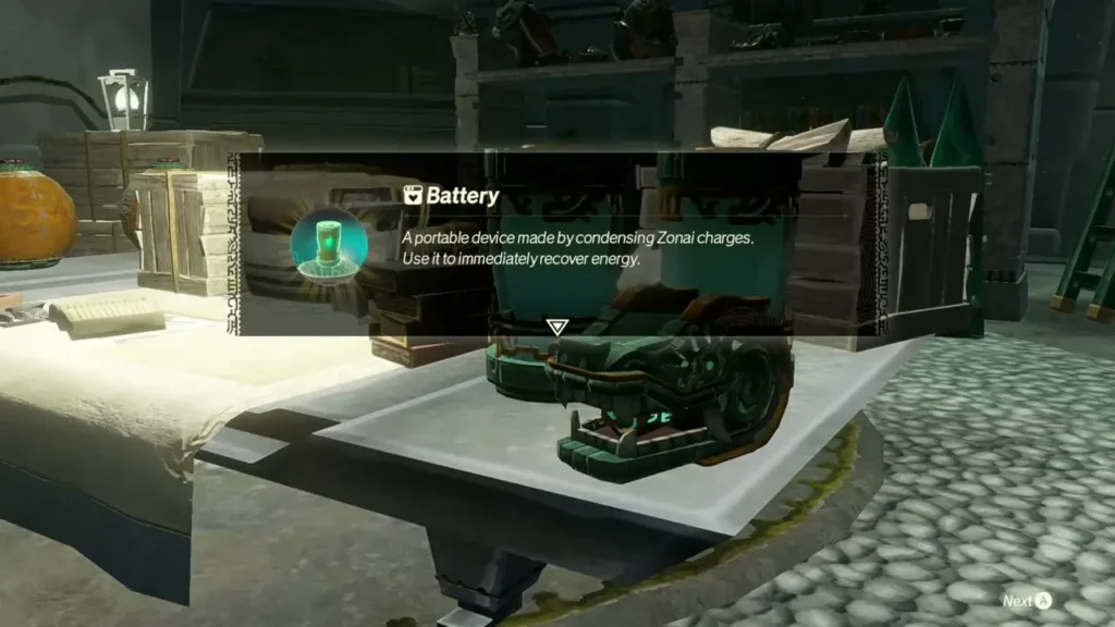 The Battery item card shown at Mineru's Workshop The Battery item card shown at Mineru's Workshop