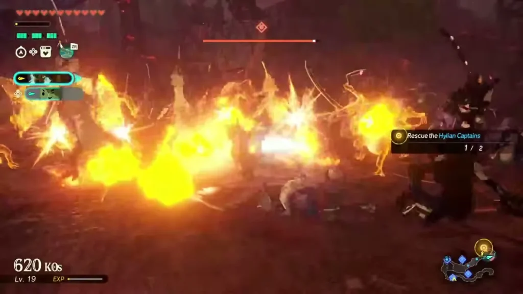 Flame sweeps across a crowd of enemies in the field Flame sweeps across a crowd of enemies in the field