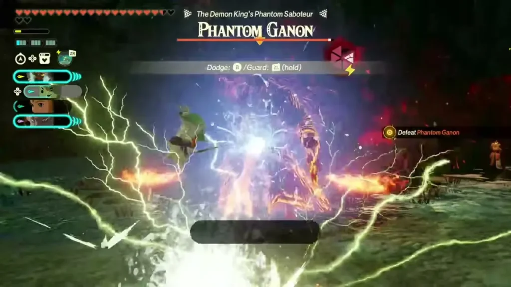 Lightning crackles around Phantom Ganon in the arena Lightning crackles around Phantom Ganon in the arena
