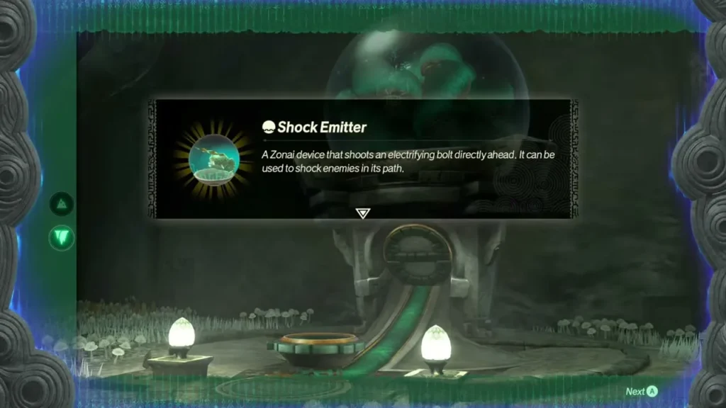 The Shock Emitter item card shown at the Device Dispenser The Shock Emitter item card shown at the Device Dispenser