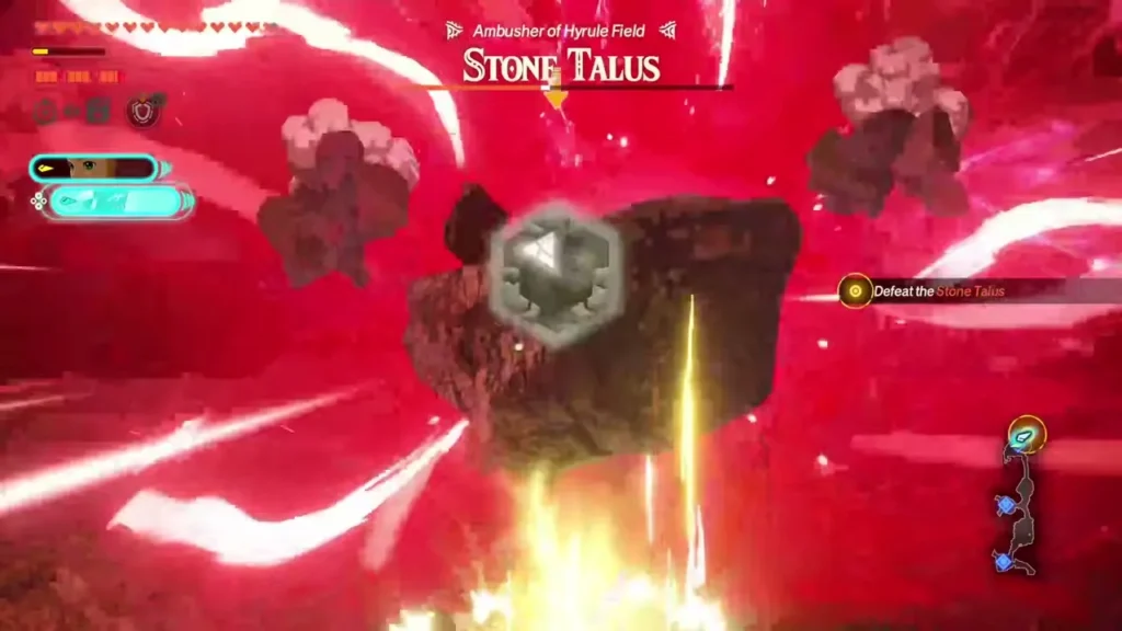 A blast lifts the Stone Talus off the ground A blast lifts the Stone Talus off the ground