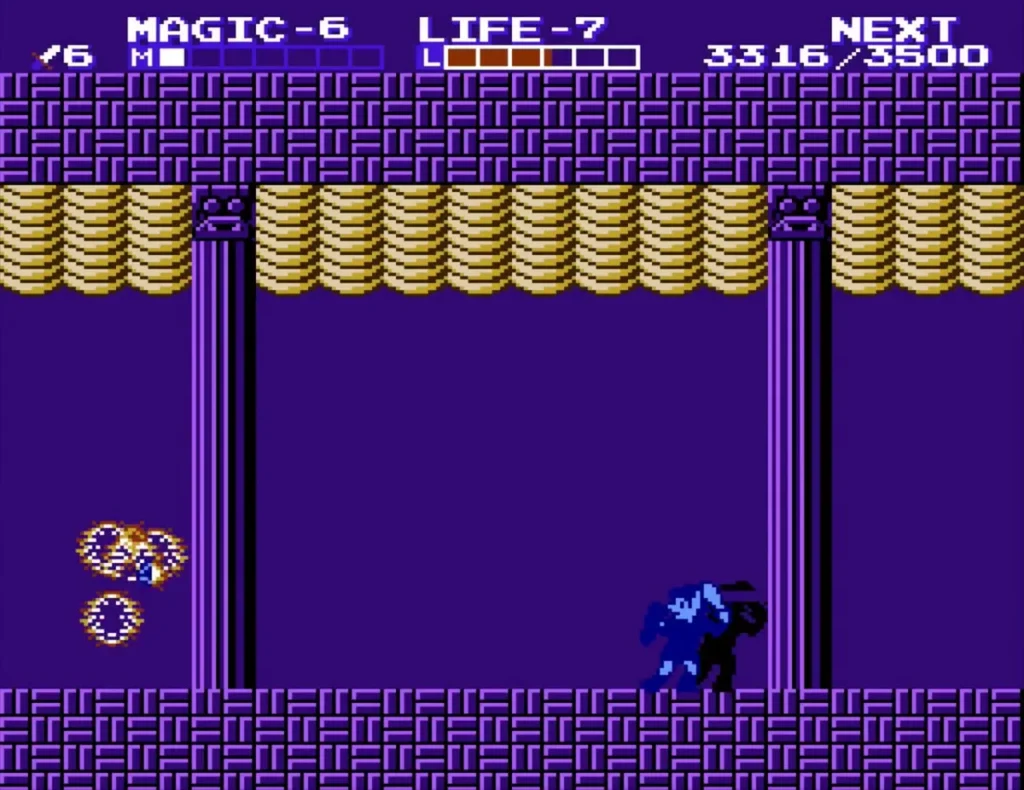Carock's magic waves drifting through the purple boss room of Maze Island Palace Carock's magic waves drifting through the purple boss room of Maze Island Palace