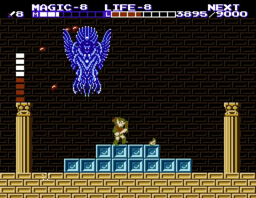 Blue Thunderbird firing fire orbs over the ice blocks in the Great Palace Blue Thunderbird firing fire orbs over the ice blocks in the Great Palace