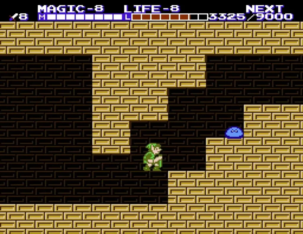 Blue Bot on a ledge in a tan-brick palace room Blue Bot on a ledge in a tan-brick palace room