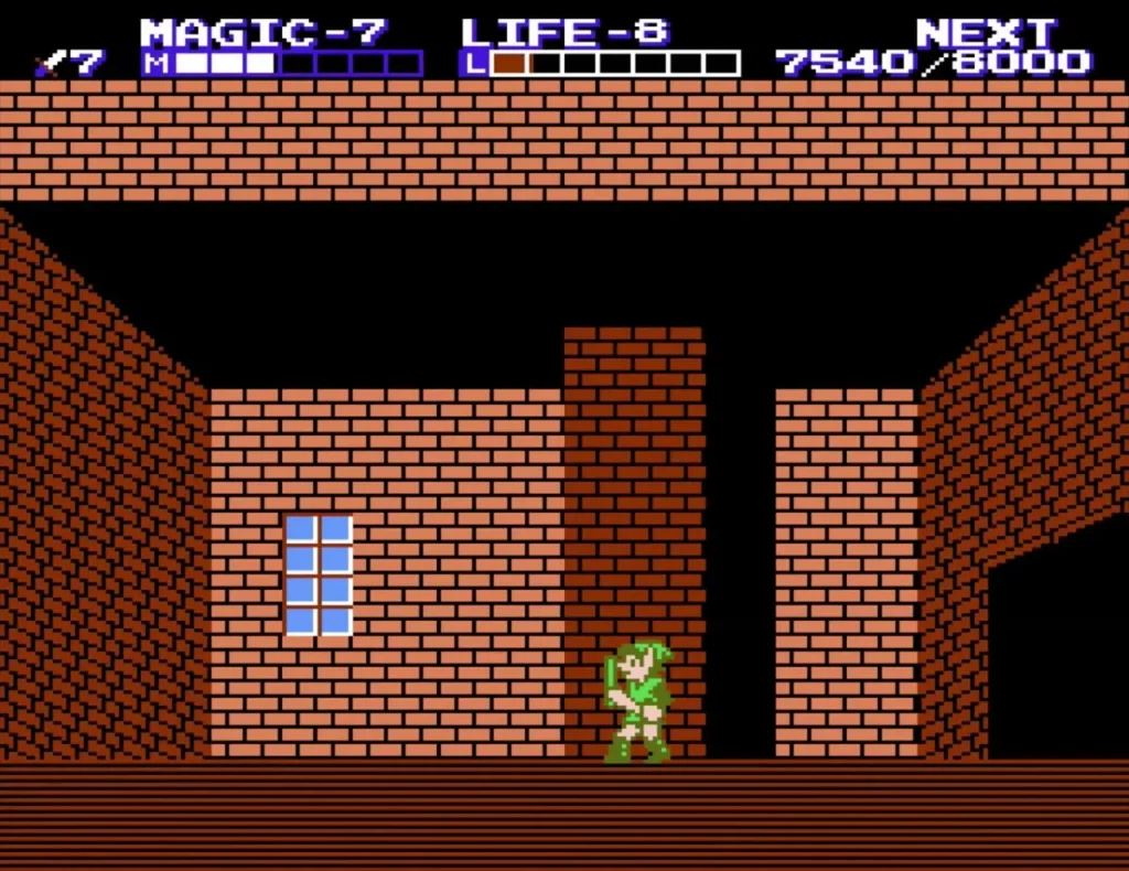 Link alone in a brick house after the Magic Key message has closed Link alone in a brick house after the Magic Key message has closed