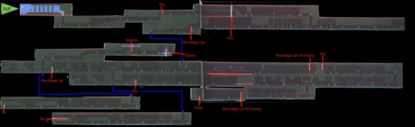 Map of Palace on the Sea with keys, Gooma, red jars, the Flute and the statue marked Map of Palace on the Sea with keys, Gooma, red jars, the Flute and the statue marked