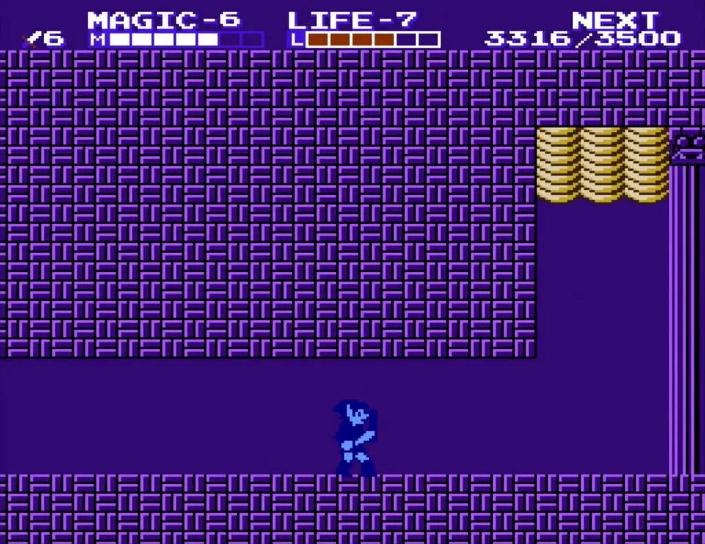 Carock, the blue wizard, in the purple boss room of Maze Island Palace Carock, the blue wizard, in the purple boss room of Maze Island Palace