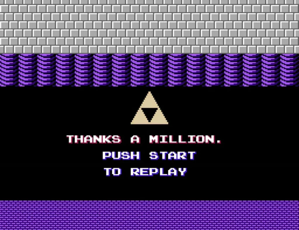 Thanks a million screen with the Triforce after the credits