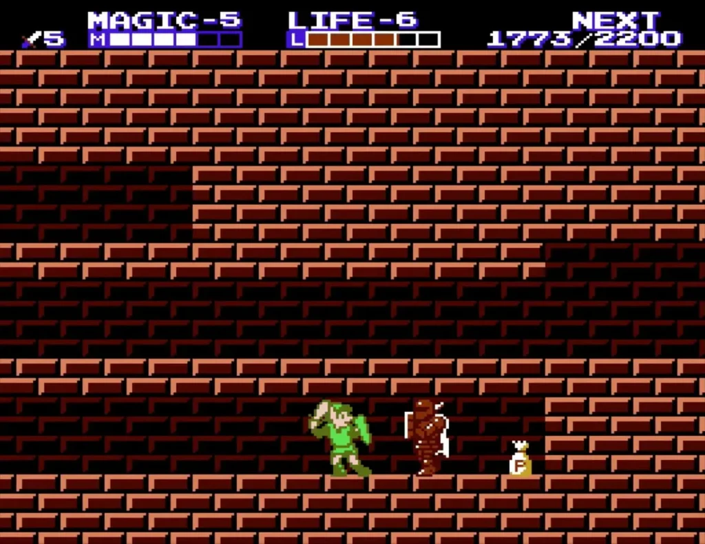 P-Bag on the floor of Island Palace beside a brown armored knight