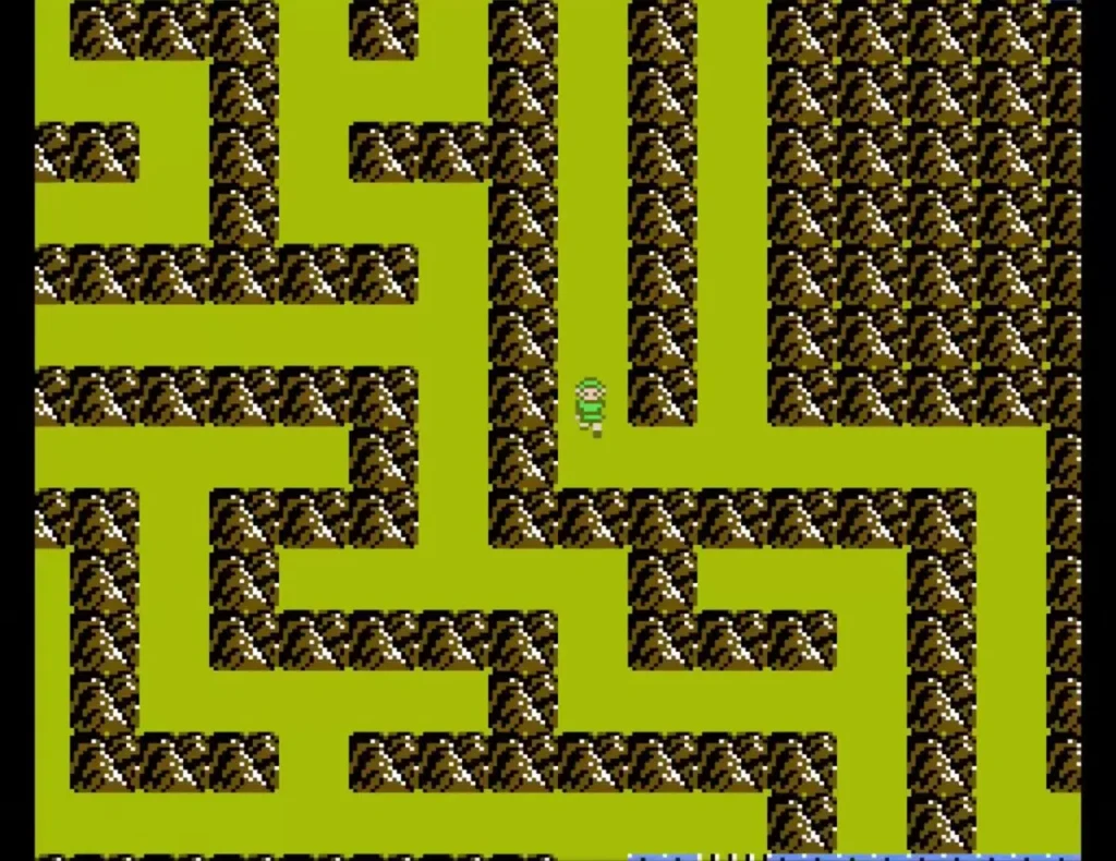 Link walking the maze paths of Maze Island overworld