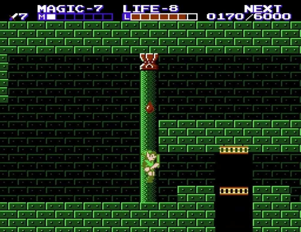 Link in a green shaft of Palace on the Sea after Attack rose to level 7 Link in a green shaft of Palace on the Sea after Attack rose to level 7